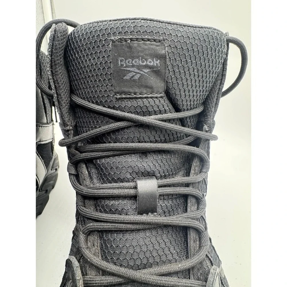 Reebok Tactical Side-Zip Waterproof Duty Boots Mens Black‎ Leather Mesh Size 13